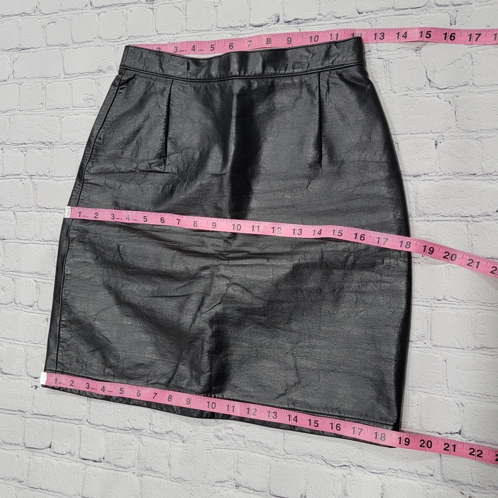 Wilsons Suede & Leather Genuine Vintage Black Leather Pencil Skirt 8 - Picture 8 of 9